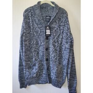 XRAY Jeans Mens L Cardigan Sweater Charcoal Gray Button Front Grandpa Preppy
